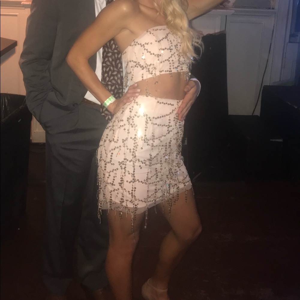 Two piece pink sequin dress